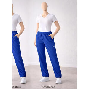 ScrubZone Women’s Royal Blue Scrub Pants Size M Elastic Waist Drawstring Medical